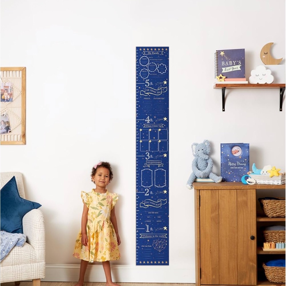 C.R. Gibson Baby Blue Growth Chart Wall Décor 11.25 in. x 72 in – NWT